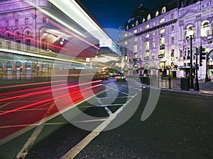 Speed blur of London bus