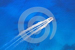 Speed boat on the azure sea