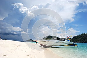 Speed boat on the beach