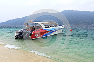 Speed boat on beach