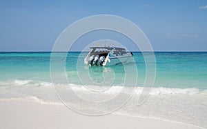 Speed boat on beach