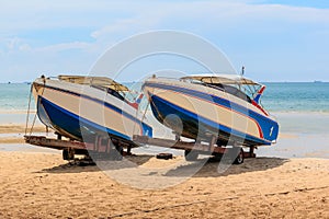 Speed boat on beach