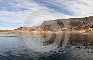 Speed Boat Cuts Across the Peaceful Waters of Lake Mead