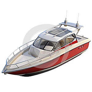 Speed Boat 3D Rendering Isolated on White