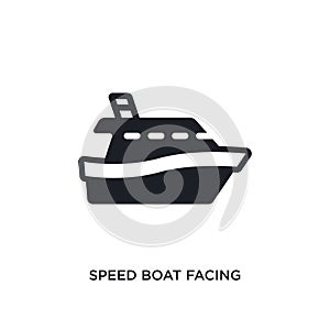 speed boat facing right isolated icon. simple element illustration from nautical concept icons. speed boat facing right editable