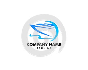 Speed boat logo design template, Sea boat logo design concept