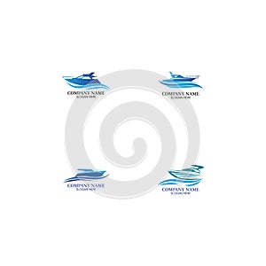 Speed Boat Logo, Logo collection set, Concept design, Symbol, Icon