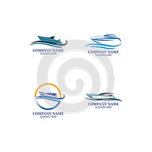 Speed Boat Logo, Logo collection set, Concept design, Symbol, Icon