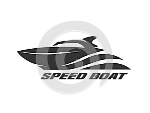 Speed boat, monochrome logo.