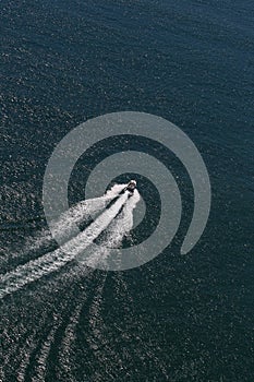 Speed boat in ocean