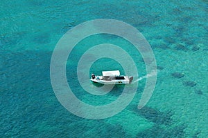 Speed boat sailing in the sea