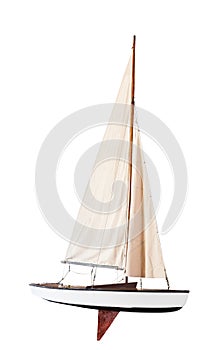 Speed boat with sails unfurled