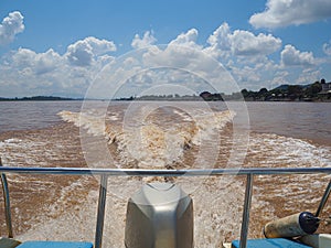 Speed boat trip on the Mekong river in Chiang sean, Thailand