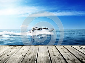 Speed boat, tropical sea