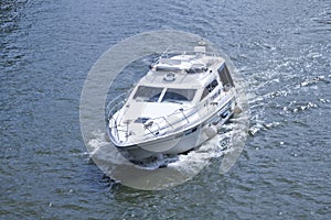 Speed boat in seine river of paris