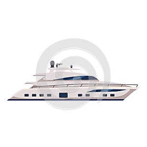 Speed boat, yacht, cartoon style, vector illustration, isolated