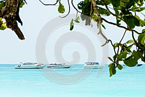 Speed boats for private group tour between mainland and Tachai island.