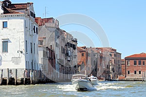 Speed boats on a Venice Waterway Canal