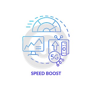 Speed boost blue gradient concept icon