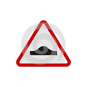 Speed bump warning sign. Road bump icon