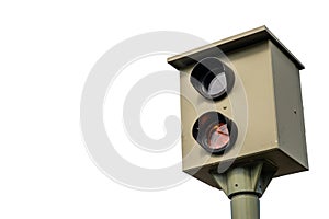 Speed camera isolated white background