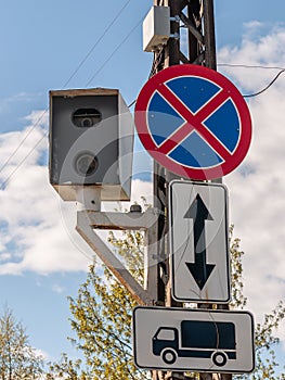 Speed camera on a pole