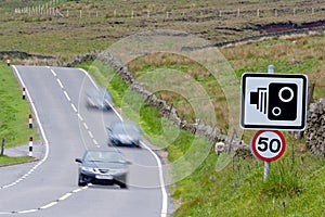 Speed camera with speeding cars