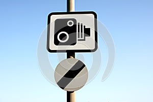 Speed camera warning sign