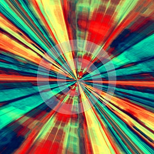 Speed Concept. Abstract Digital Art. Blue Red Background. Fractal Tunnel. Futuristic Fantasy Illustration. Modern Artistic