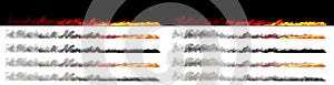 Speed concept - Isolated burning line of fast moving car rendered with white and black smoke on different backgrounds, 3D