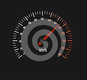 Speed Counter or Speedometer Dashboard Car with Pointer. Vector
