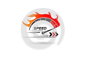 Speed of flaming speedometer for racing event. vector eps10