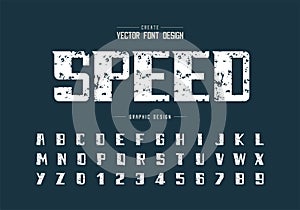 Speed font and bold alphabet vector, Vintage modern Typeface and letter number design