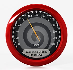 Speed gauge isolated on white background. 3D illustration