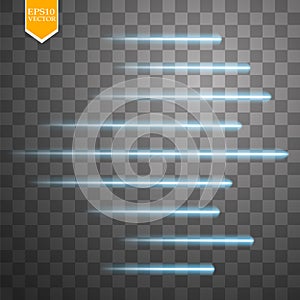 Speed glow lines . Set of motion signs. Vector illustration.