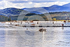 Speed House Boats Reflection Lake Coeur d` Alene Idaho