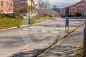 Speed hump in a residential area