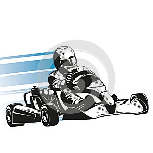 Speed kart racing poster vector image. Championship extreme transportation.
