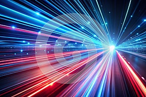 Speed Light Line Motion Blur with Data Transfer Simulation on Dark Background