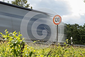 Speed limit 130 on a motorway