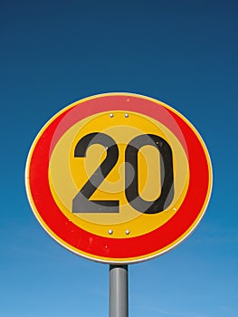 speed limit 20 sign on blue sky