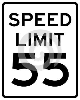 Speed limit 55 road sign