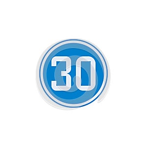 Speed limit 30 road sign flat icon