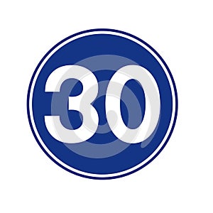 Speed Limit 30 Traffic Sign,Vector Illustration, Isolate On White Background Label
