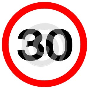 Speed Limit 30 Traffic Sign,Vector Illustration, Isolate On White Background Label. EPS10