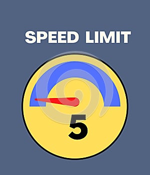 Speed limit 5 round road traffic icon sign flat style design illustration.