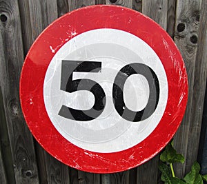 Speed limit 50 kilometers Traffic Sign .