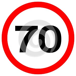 Speed Limit 70 Traffic Sign,Vector Illustration, Isolate On White Background Label. EPS10