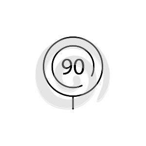 speed limit 90 icon. Element of speed icon for mobile concept and web apps. Thin line speed limit 90 icon can be used for web and