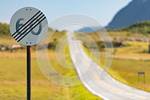 60 speed limit cancel road sign in Norway photo